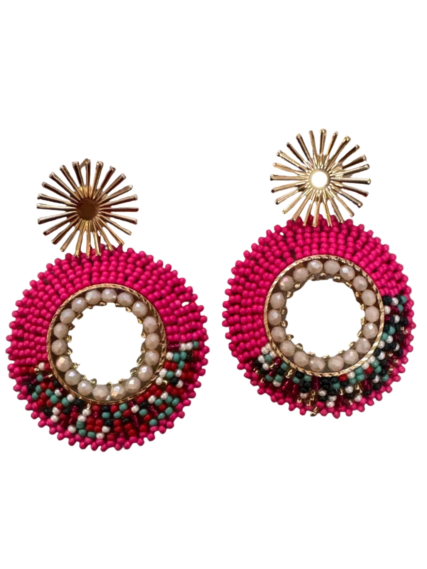 Beaded Pink Sunshine Earrings