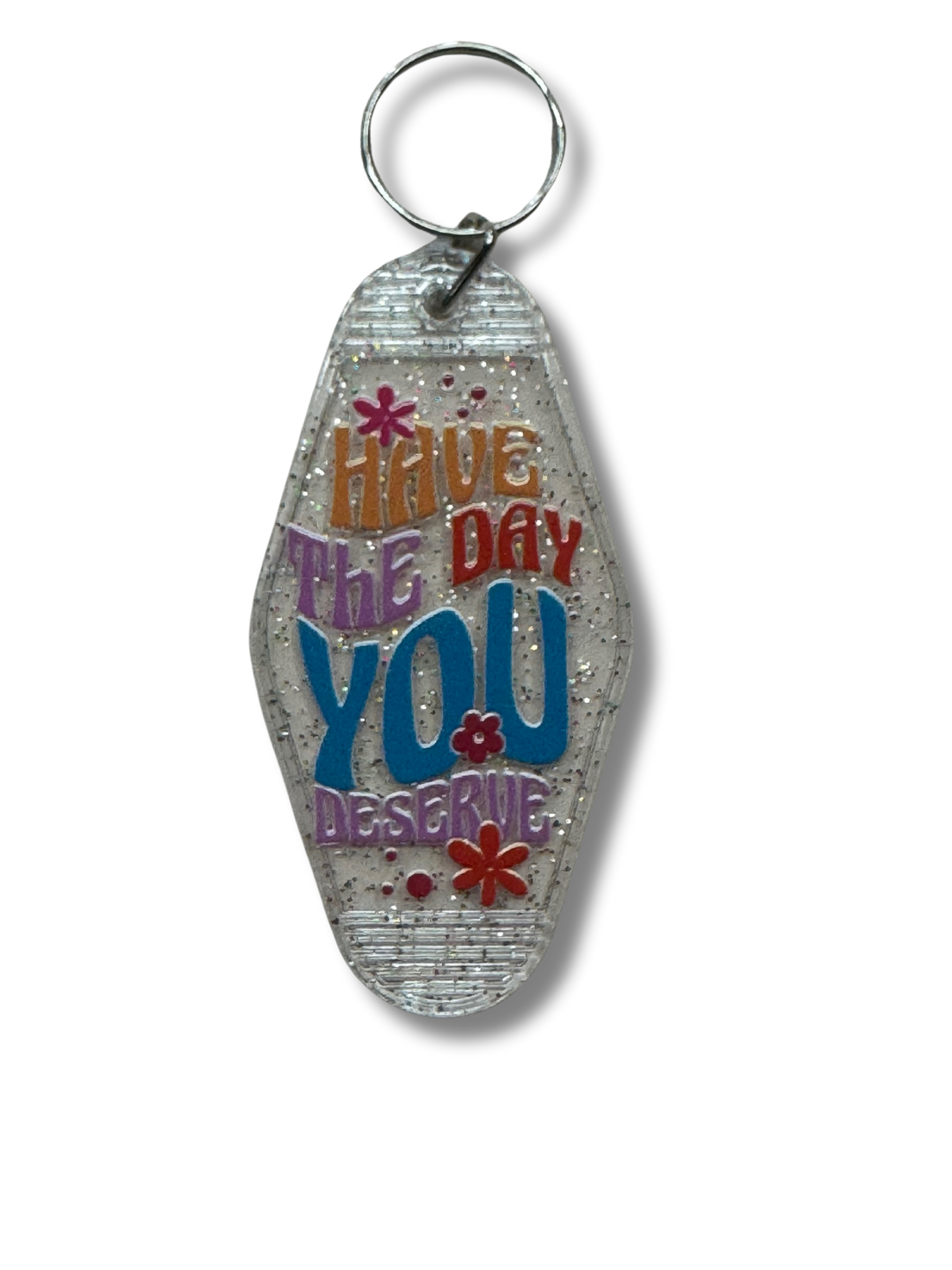 Happy day Keychain - Clear Glitter