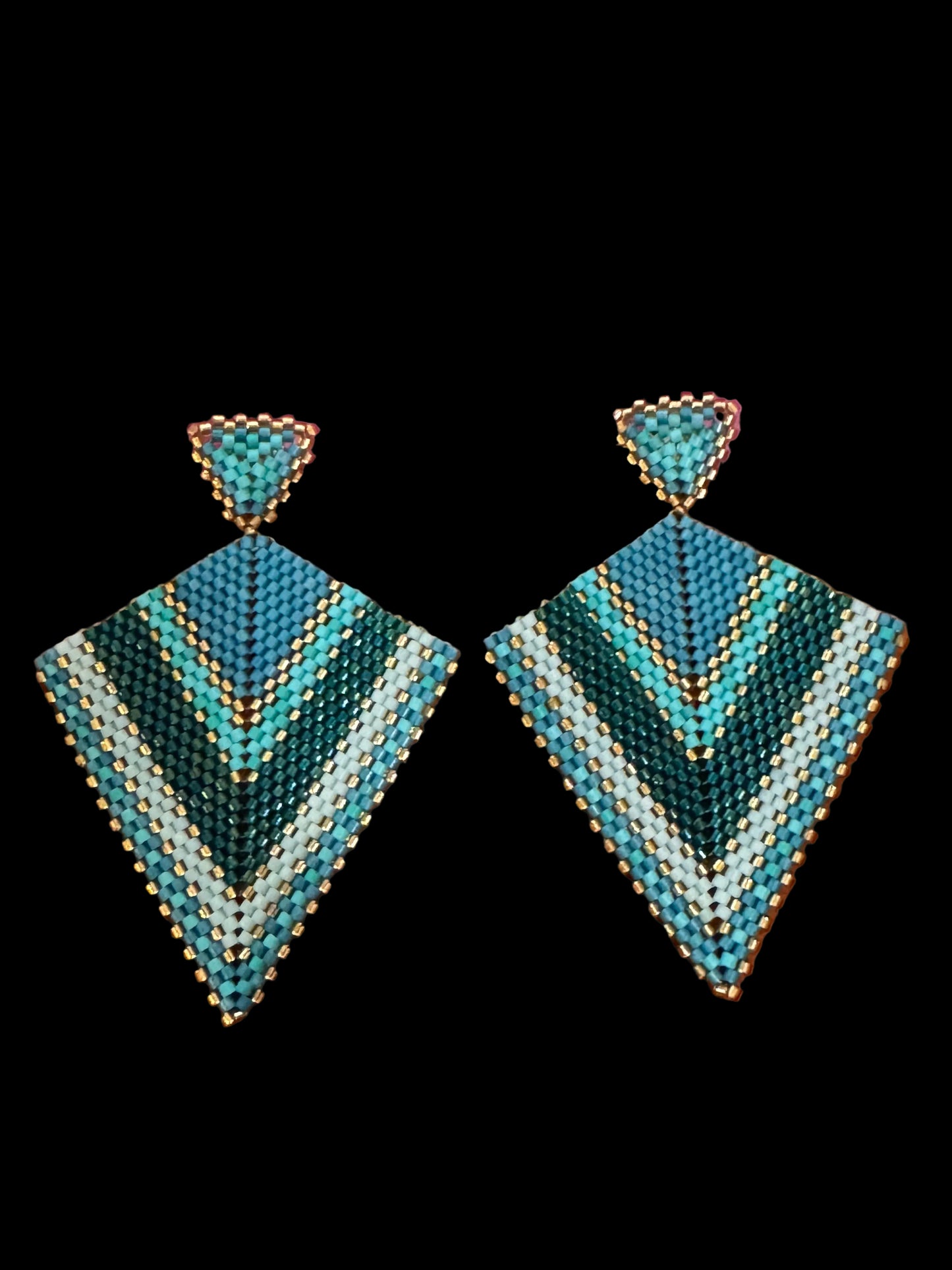 Teal Earrings Artisan Miyuki