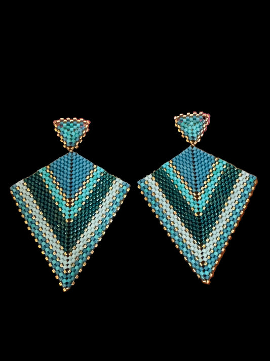 Teal Earrings Artisan Miyuki