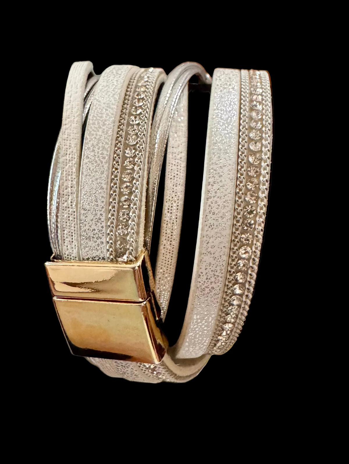 Pearls strappy bracelet - silver