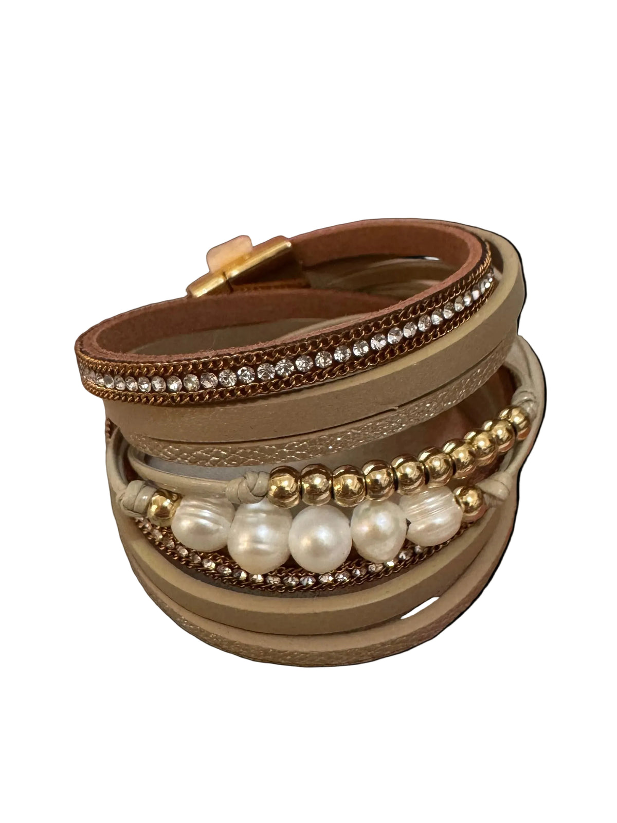 Pearls strappy bracelet - gold