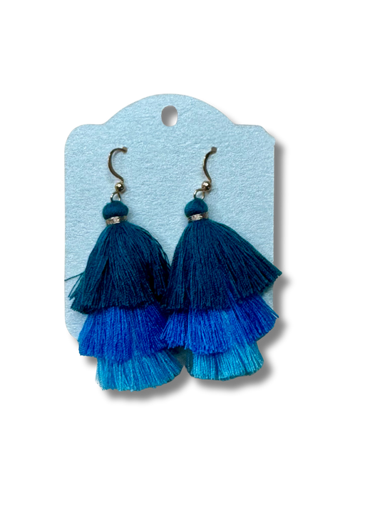 Monochromatic Tassel Earrings - Blue