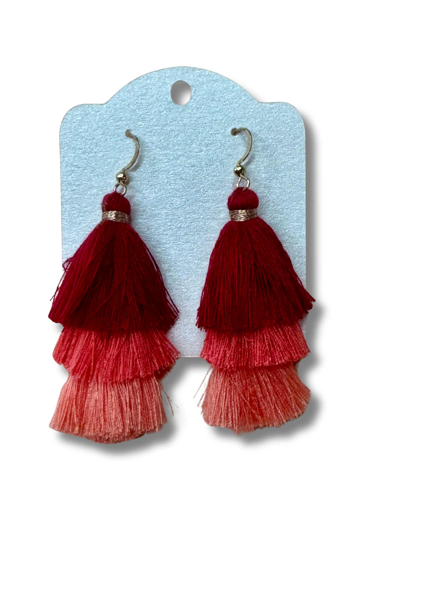Monochromatic Tassel Earrings - Red