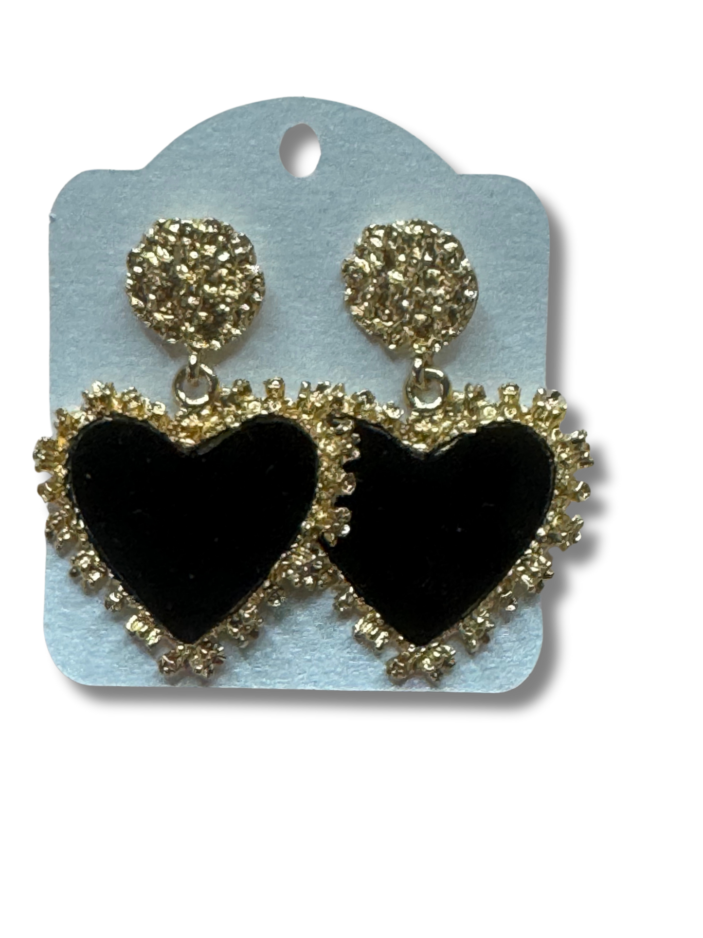Black & golf heart earrings