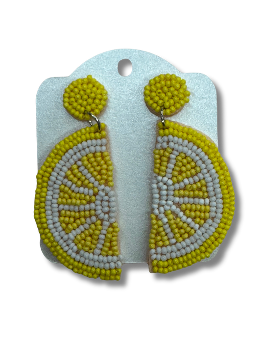Lemon beaded earrings