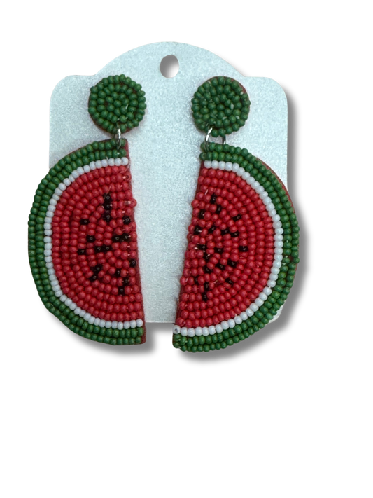 Watermelon beaded earrings