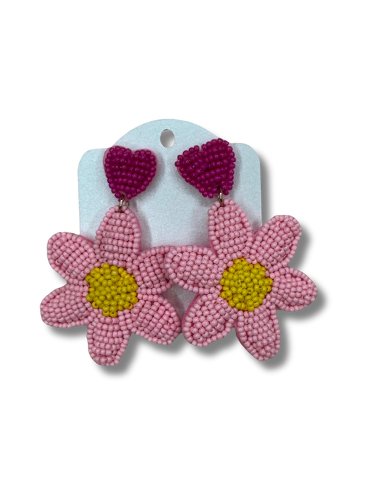 Sunflower beaded earrings