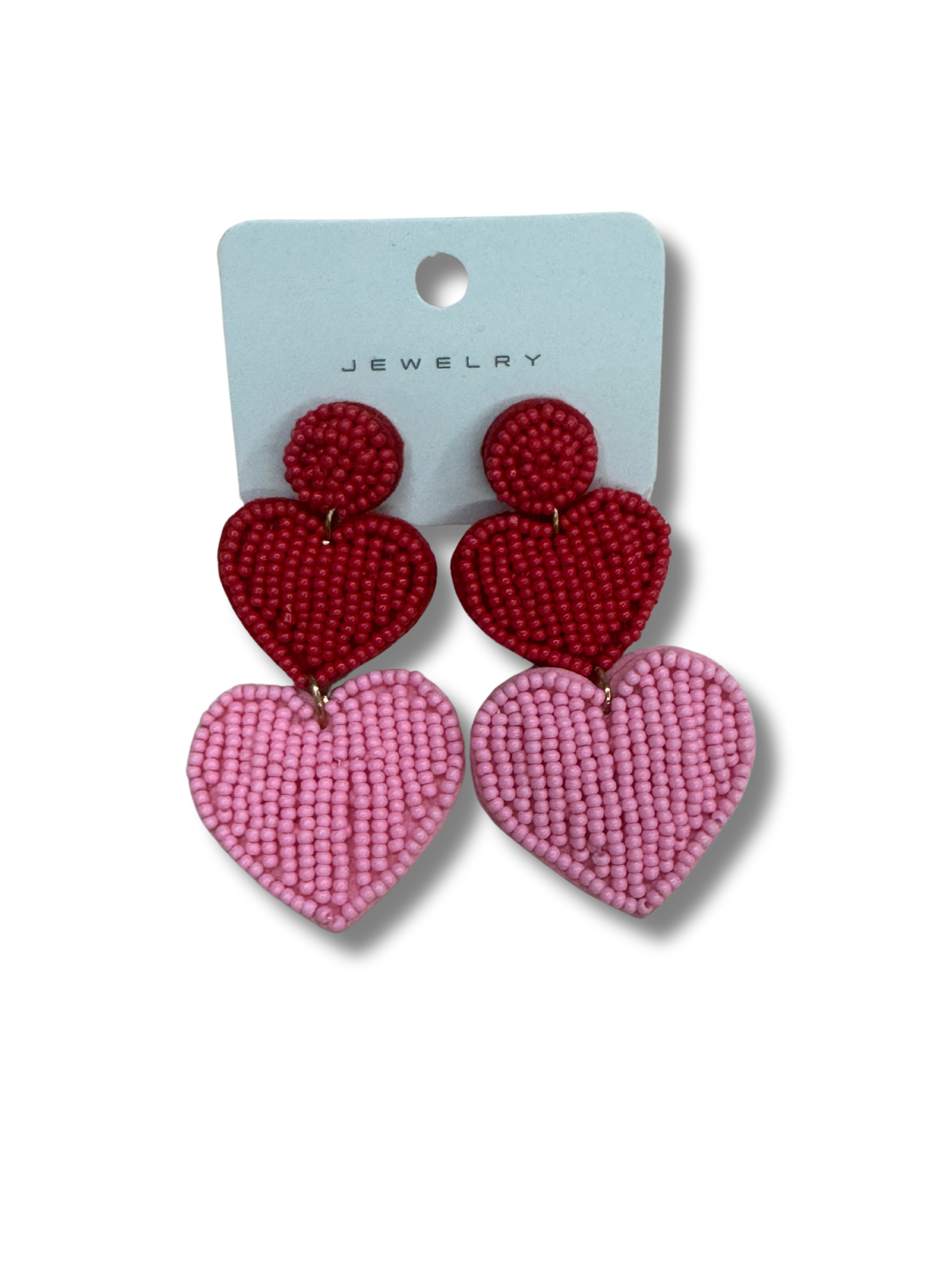 Lovely hearts beaded earrings - Pink
