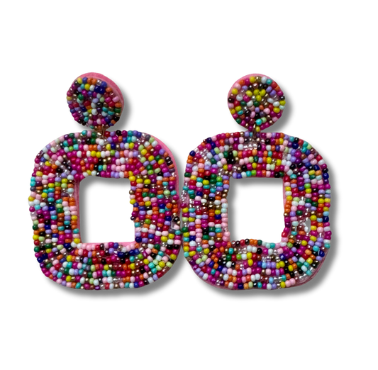 Confetti beaded earrings