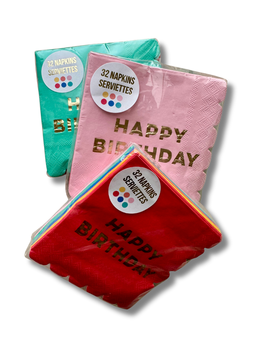 Happy B-Day Colorful Napkins - 32ct